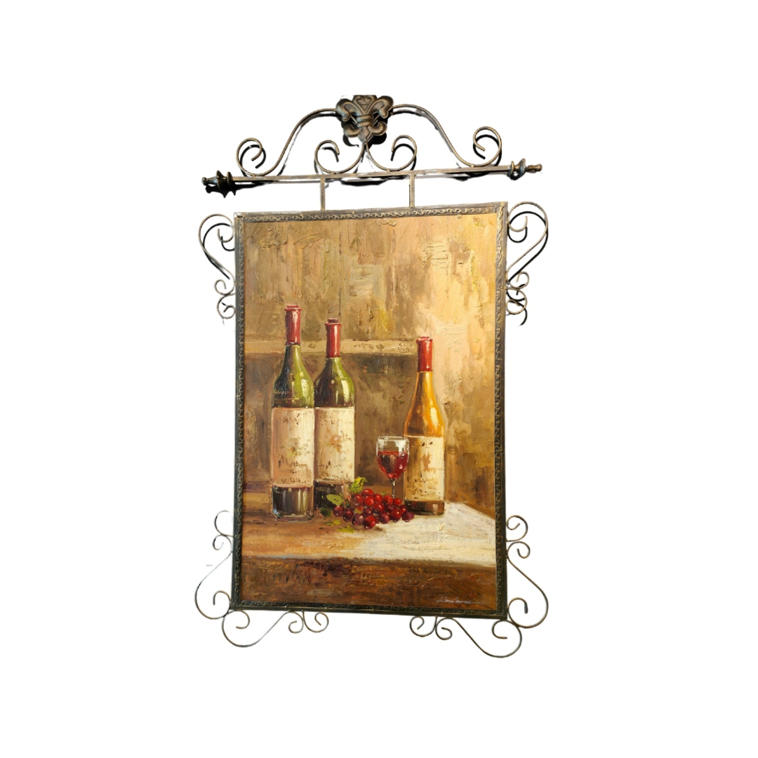 Handpainted Oil on Canvas - Wine bottles image 0